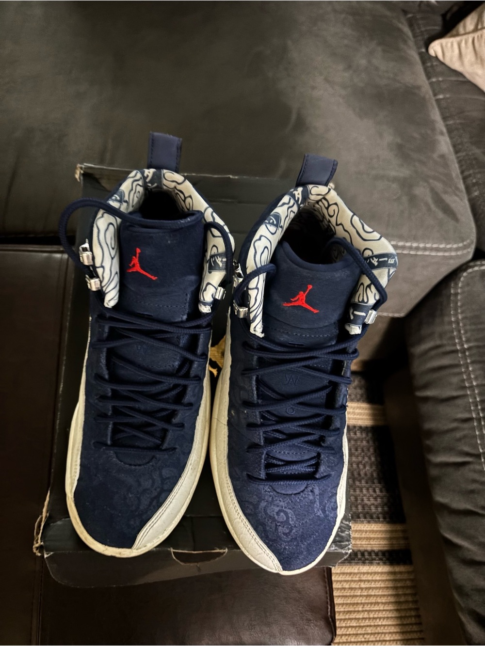 Jordan Kids Navy Blue Sneakers with Red Jumpman